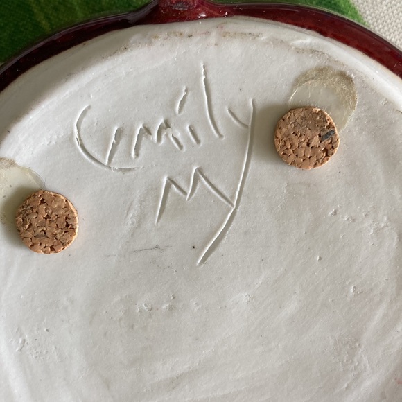 Heart shaped Studio Pottery Signed Trinket Dish Decorative Bowl Valentine Love - Picture 9 of 11